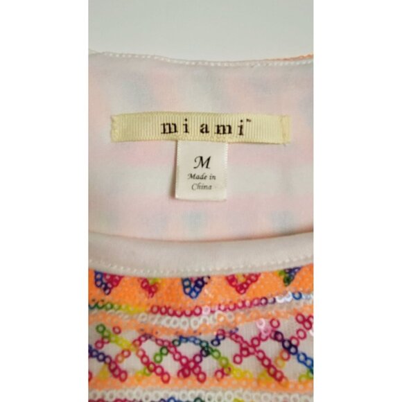 Miami Pink Sequins Aztec Design Sleeveless Top Size Medium - Picture 10 of 12